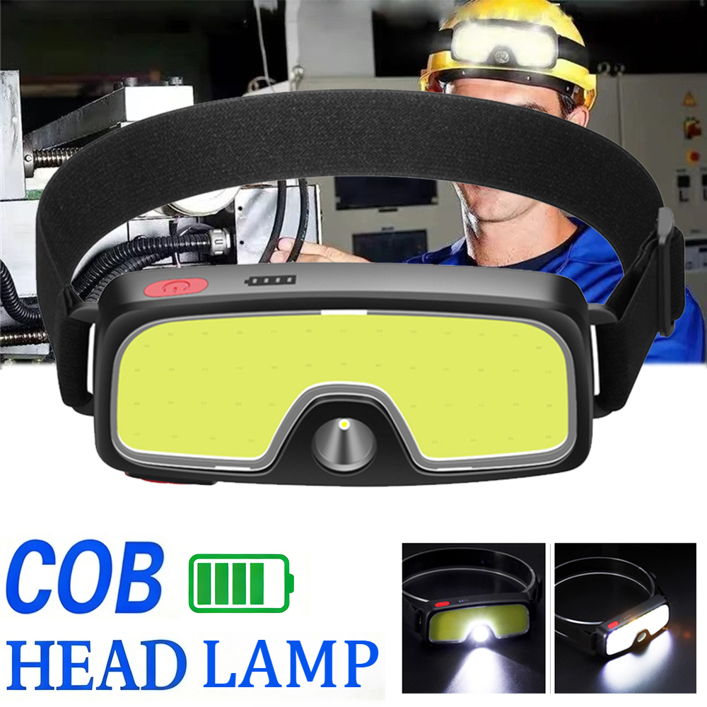 Fish Finder Battery - Lampe frontale puissante COB, type-c/USB, rechargeable,